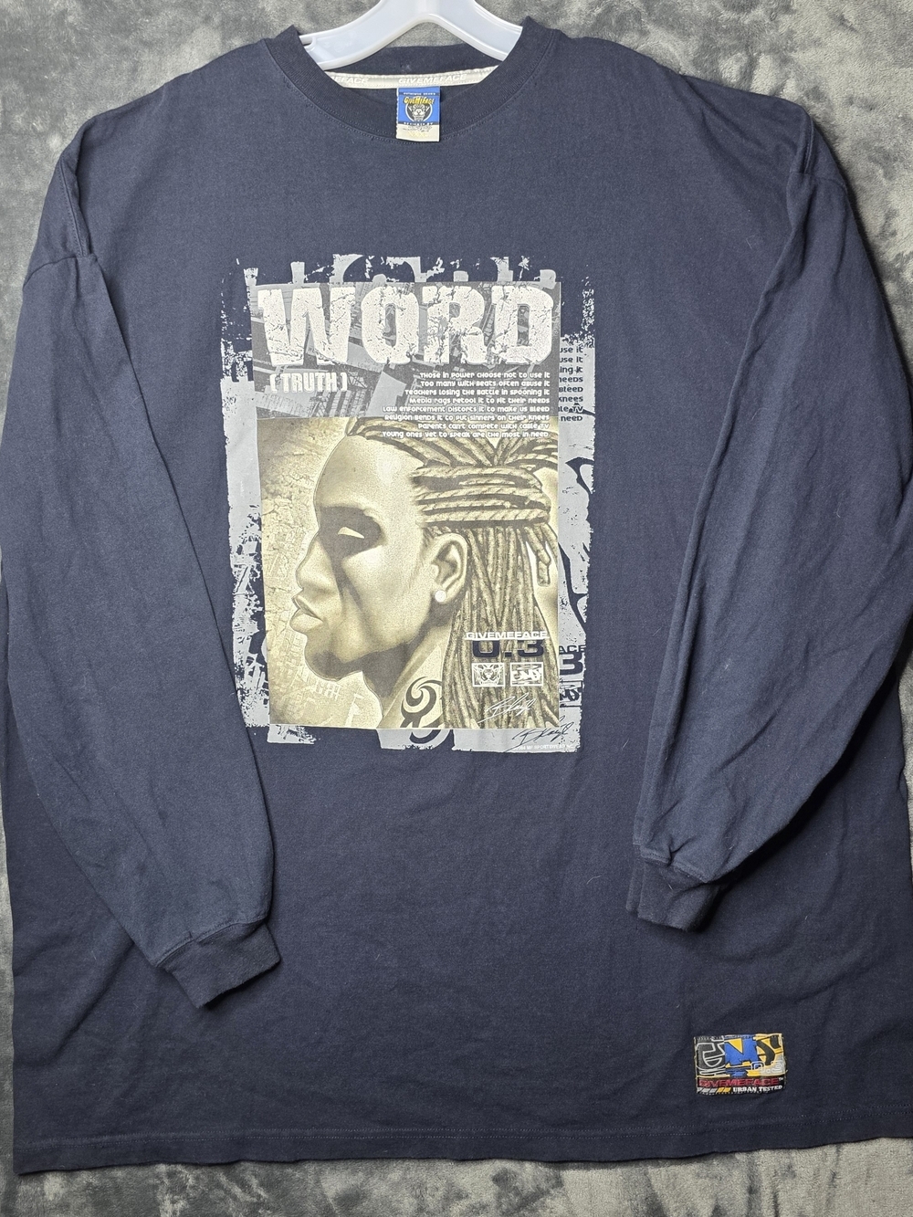 Vtg Y2K Hip Hop Give Me Face TRUTH Long Sleeve Graphic T Shirt Sz. XXXL